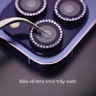 Cường lực camera lens KUZOOM Diamond màu tím bảo vệ camera chống trầy cho ip 14 14 plus 14 pro 14 promax