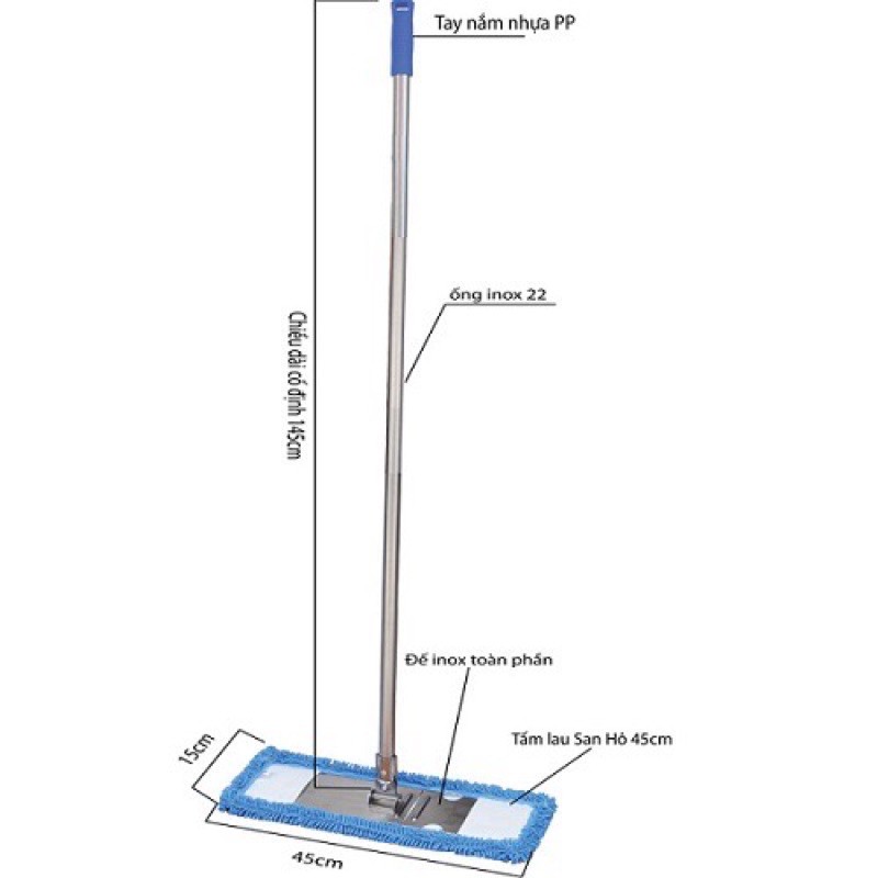 Bộ Cây Lau Nhà Tấm San Hô 45cm Loại Tốt - bẹ rỗng