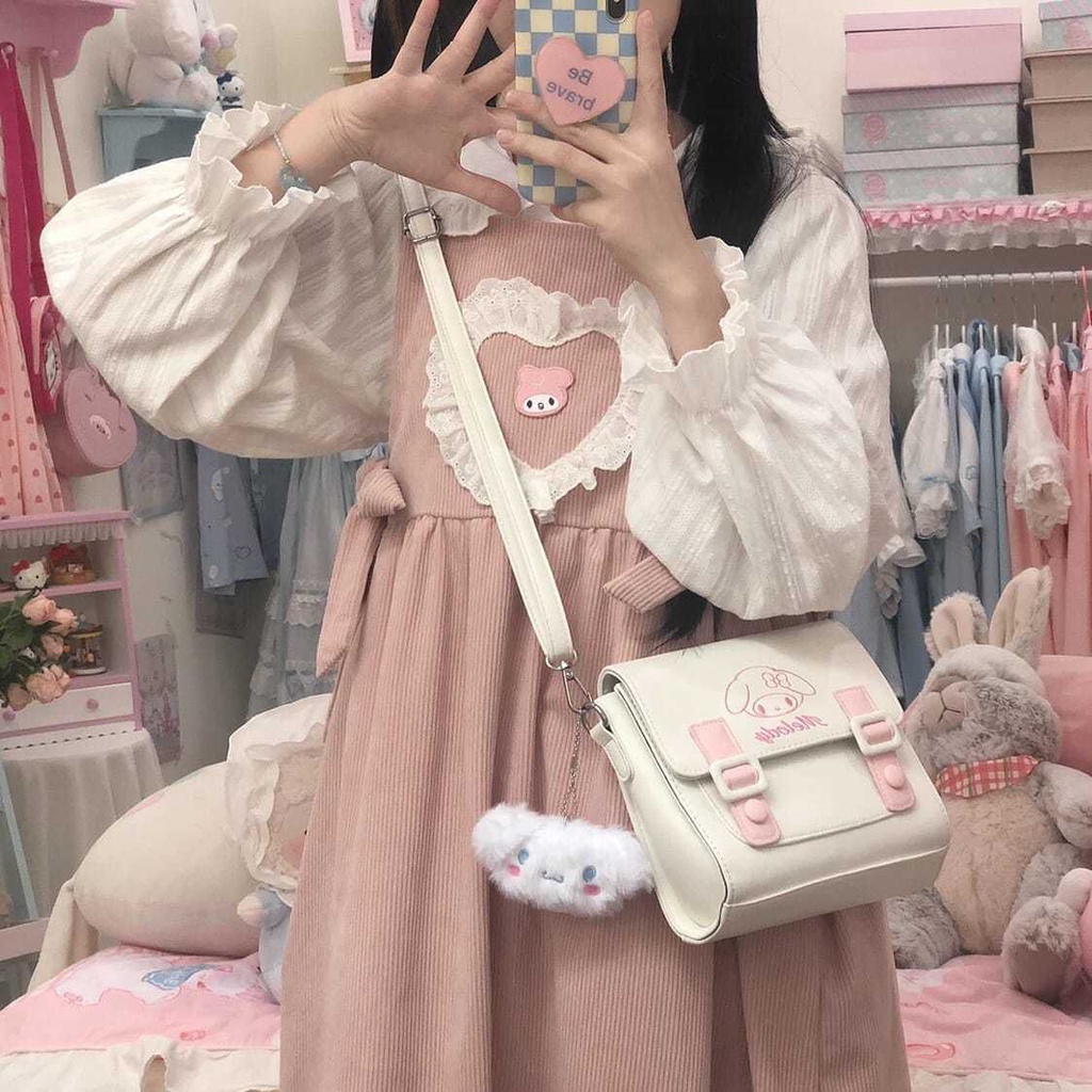 SANRIO Túi Đeo Chéo Thêu Họa Tiết Hoạt Hình Dễ Thương Cho Nữ