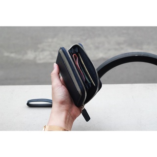VERSA HAVIAS ví mini unisex thủ công da bò Saffiano Ý thật 100%