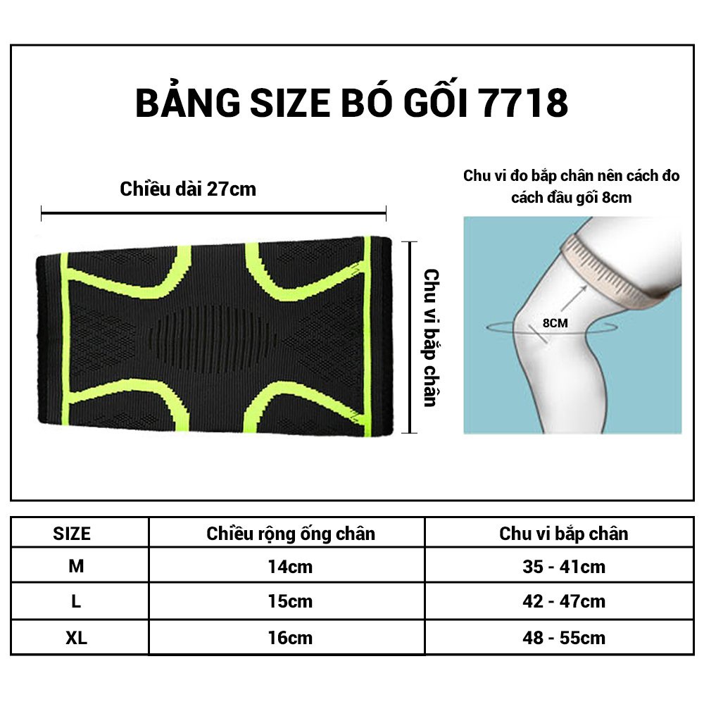 Ảnh Đai Bó Gối Đai Bảo Vệ Khớp Đầu Gối Đàn Hồi Khi Chơi Thể Thao, Chạy Bộ, Đạp Xe, Bóng Đá Chính Hãng Aolikes AL7718 2