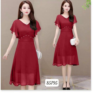 ĐẦM VOAN Ý ĐÍNH NGỌC,ĐƯỢC THIẾT KẾ HỌA TIẾT TRƠN NHƯNG KHÔNG KÉM PHẦN SANG TRỌNG NAM LEE26688