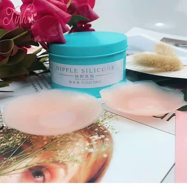 Miếng dán ngực keo silicon chống lộ đầu ti keo siêu dính tái sử dụng nhiều lần hộp 5 cặp LANIXA