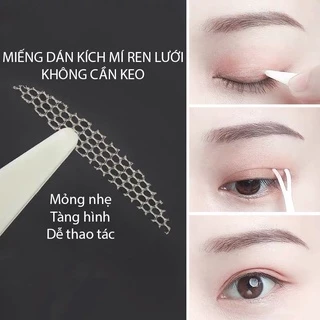 Dán mí, kích mí lưới ren (1 vỉ 48 miếng) siêu mỏng, tàng hình sẵn keo dùng với nước