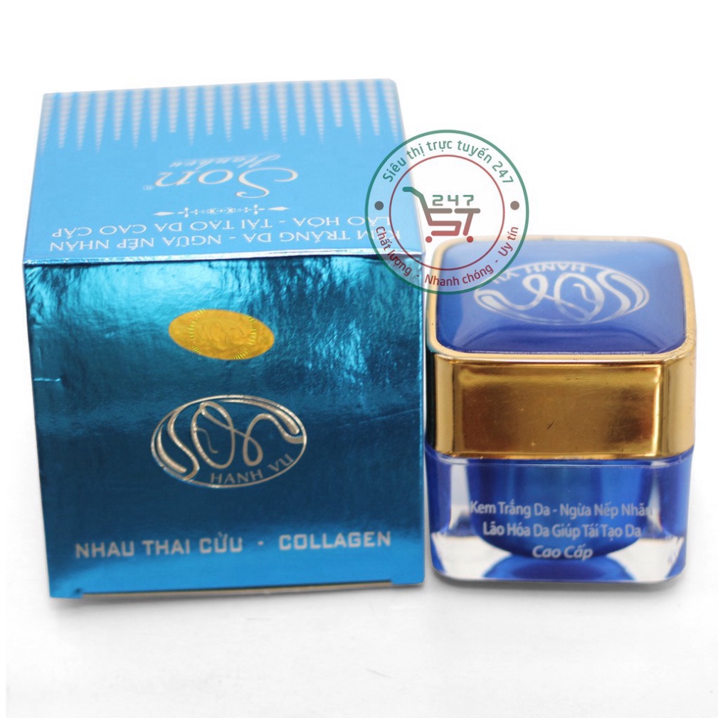 Kem dưỡng Trắng da mặt Ngừa nếp nhăn Lão hóa Tái tạo da SON nhau thai cừu Collagen 10g (Xanh dương)