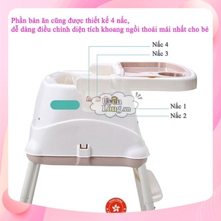 Ghế Ăn Dặm Cho Bé Có Bánh Xe – Ghế Chân Cao, Gấp Gọn, Điều Chỉnh Đa Năng, Giúp Bé Ngồi Ngoan Khi Ăn