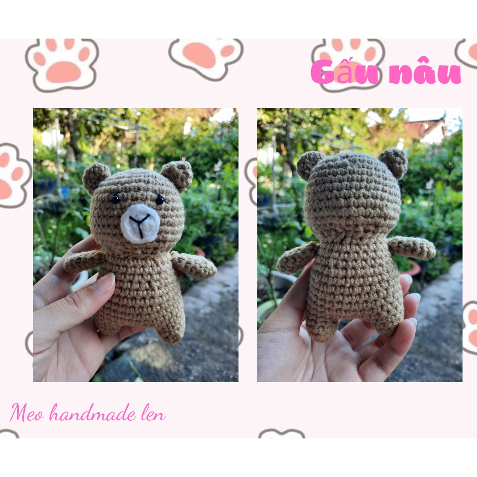 Khủng long xanh, ong vàng, ếch tròn, gấu - Handmade len - Amigurumi (có chuông)