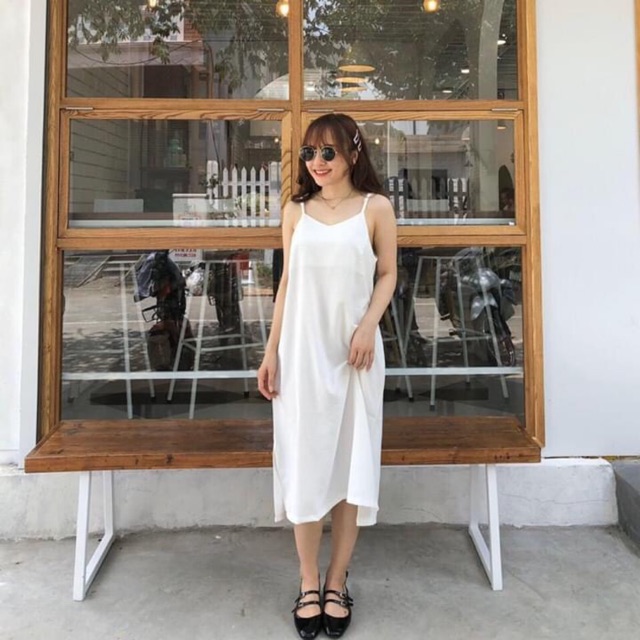 Váy 2 dây trơn xẻ hai bên | Shopee Việt Nam