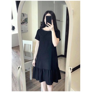 Đầm bầu công sở đuôi cá ViBa VB75 màu đen thiết kế dáng đuôi cá cổ ngọc
