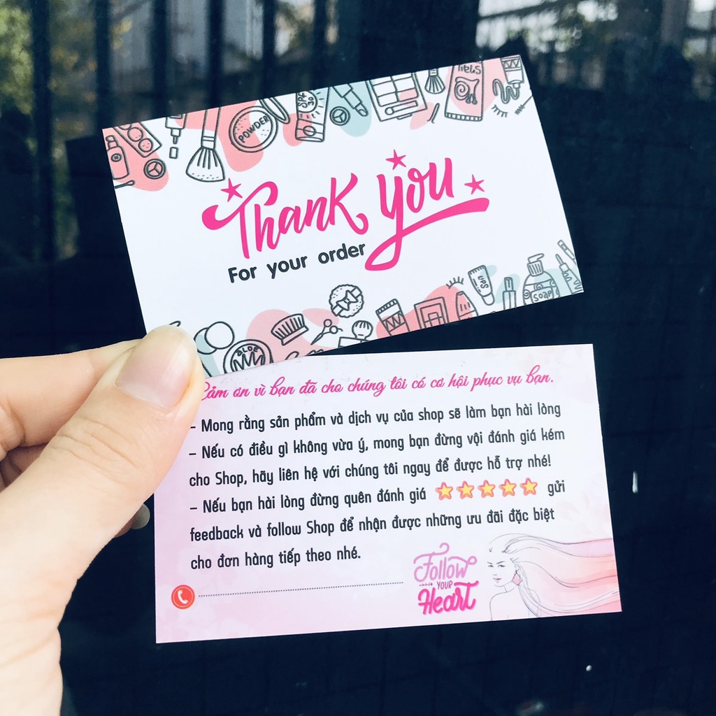 Combo 100 THẺ CẢM ƠN, Thiệp cám ơn, Thankyoucard cho shop bán hàng mỹ phẩm