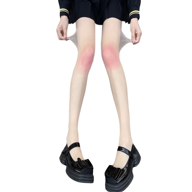 Quần nữ siêu mỏng trong suốt, phong cách Nhật Bản Gothic, màu hồng gradient đến đầu gối