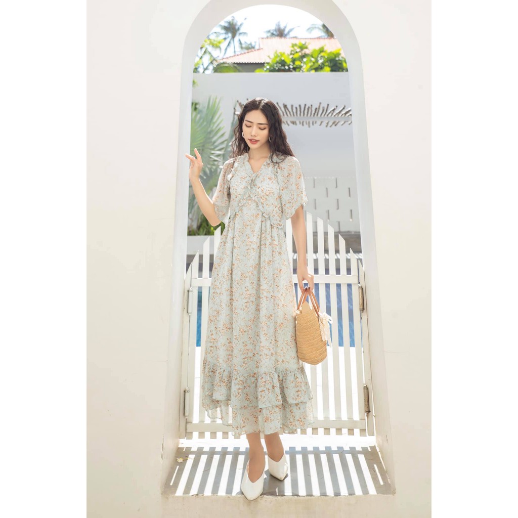Đầm Hoa Tùng Bèo The Kat House 2 tầng, form váy không kén dáng, chiết eo gọn người