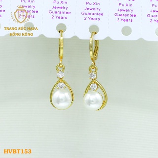 Bông Tai Nữ Titan, Khuyên Tai Dáng Dài Xi Mạ Vàng 24k Cao Cấp - Trang Sức Hava Hong Kong - HVBT153