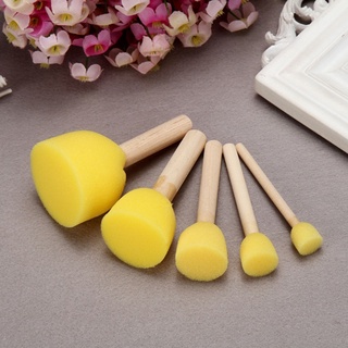 Bộ 5 cọ mút xốp cán gỗ dùng vẽ tranh diy cho bé