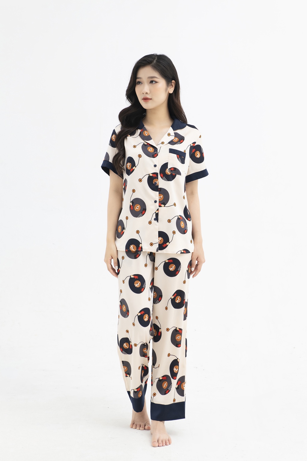 Mô tả Đồ Ngủ Pijama Lụa Satin Nhật Cao Cấp Cộc Tay JAPAN SILK Họa Tiết Sang Trọng - 5