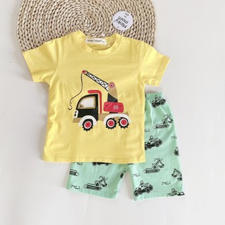 Đồ bộ bé trai Bộ bé trai ngắn tay Minky Mom 100% cotton in Gấu-Khủng long- Xe MK04
