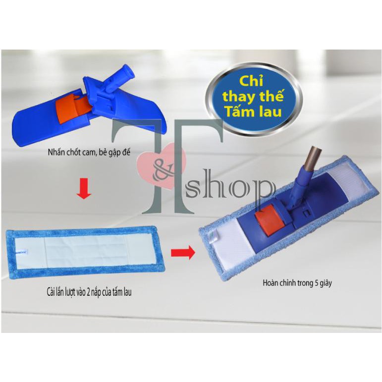 (KHÔNG ĐẦU NHỰA) Miếng Lau Nhà 40cm Thay Thế Vải Microfiber Kiểu Cài Homeinno