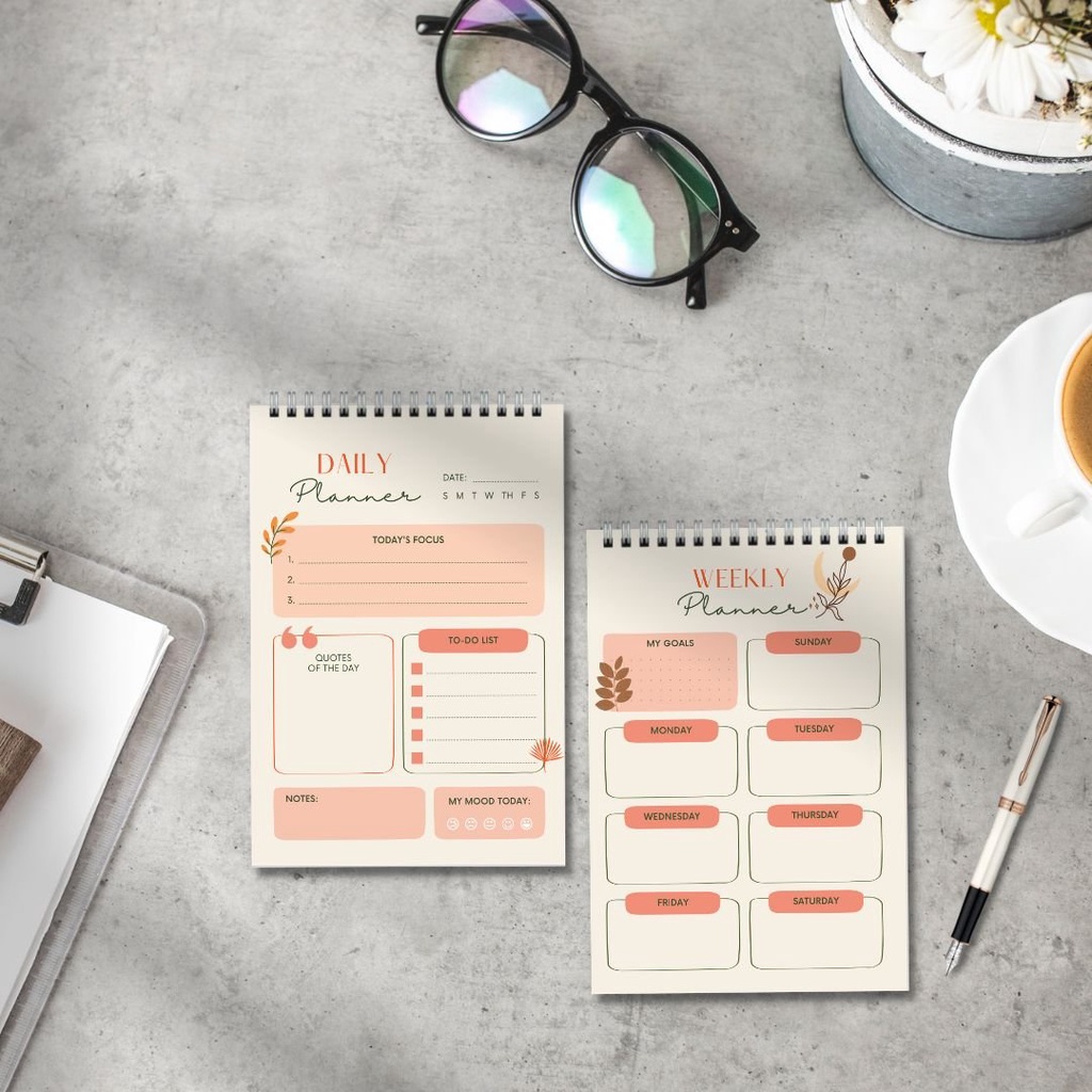 Daily planner sổ lò xo, Sổ tay ghi chép từ vựng, lập kế hoạch lịch trình tiện lợi, có thể xé rời 14.5x10cm (HÀNG CÓ SẴN)