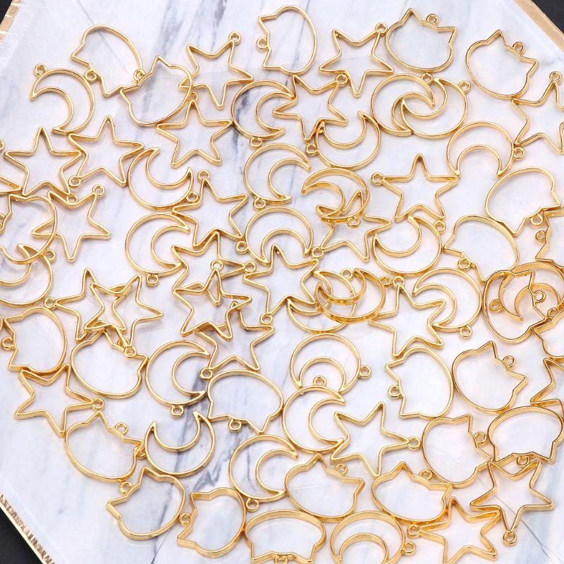 90 khung vét mở hình mèo/mặt trăng/sao trơn làm mặt trang sức