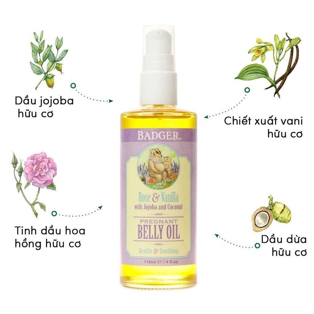 Mô tả Dầu hữu cơ chống rạn da mẹ bầu BADGER Organic Belly Oil phòng ngừa nứt da, giảm ngứa an toàn – 118mL - 4