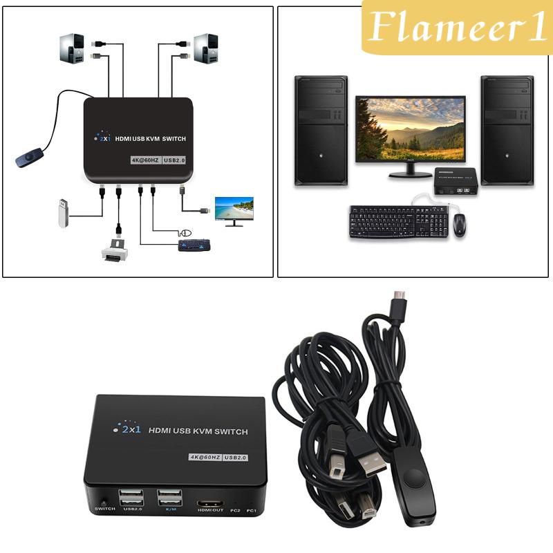 [Flameer1] Công tắc 4K KVM 2 cổng để chia sẻ 2 PC 1 Bộ bàn phím chuột Máy in | BigBuy360 - bigbuy360.vn