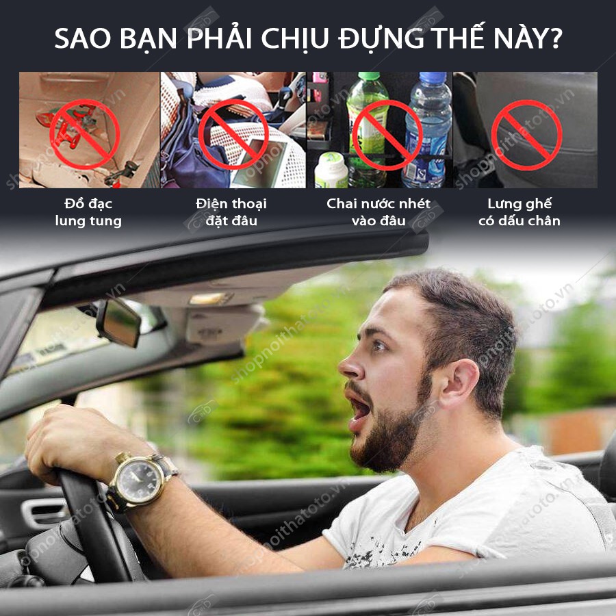 Túi Đựng Đồ Lưng Ghế Ô Tô CIND Da Pu Màu Đen