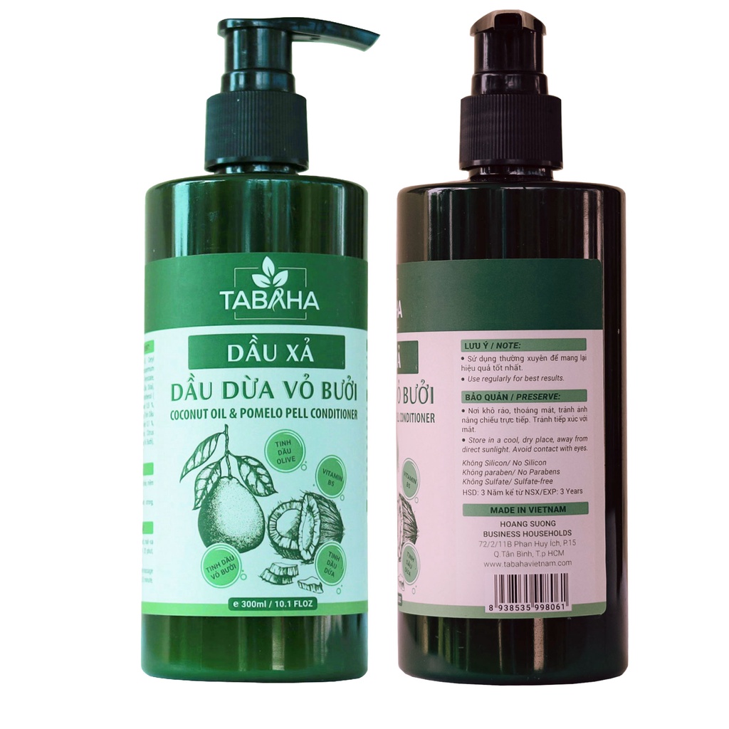 Ảnh Dầu Xả Dầu Dừa Vỏ Bưởi TABAHA 300ml Dưỡng Ẩm Phục Hồi Tóc Khô Hư Tổn 3