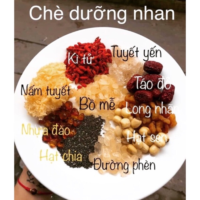Chè Dưỡng Nhan - Chè Tuyết Yến Nhựa Đào, 400gram Nấu Được 4 - 4.5 Lít