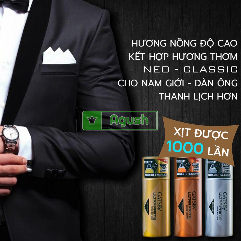 Xịt thơm body mist nam nữ unisex nước hoa mùi mát lưu hương lâu chính hãng Gatsby Body Spray Bright Legacy chai to 150ml
