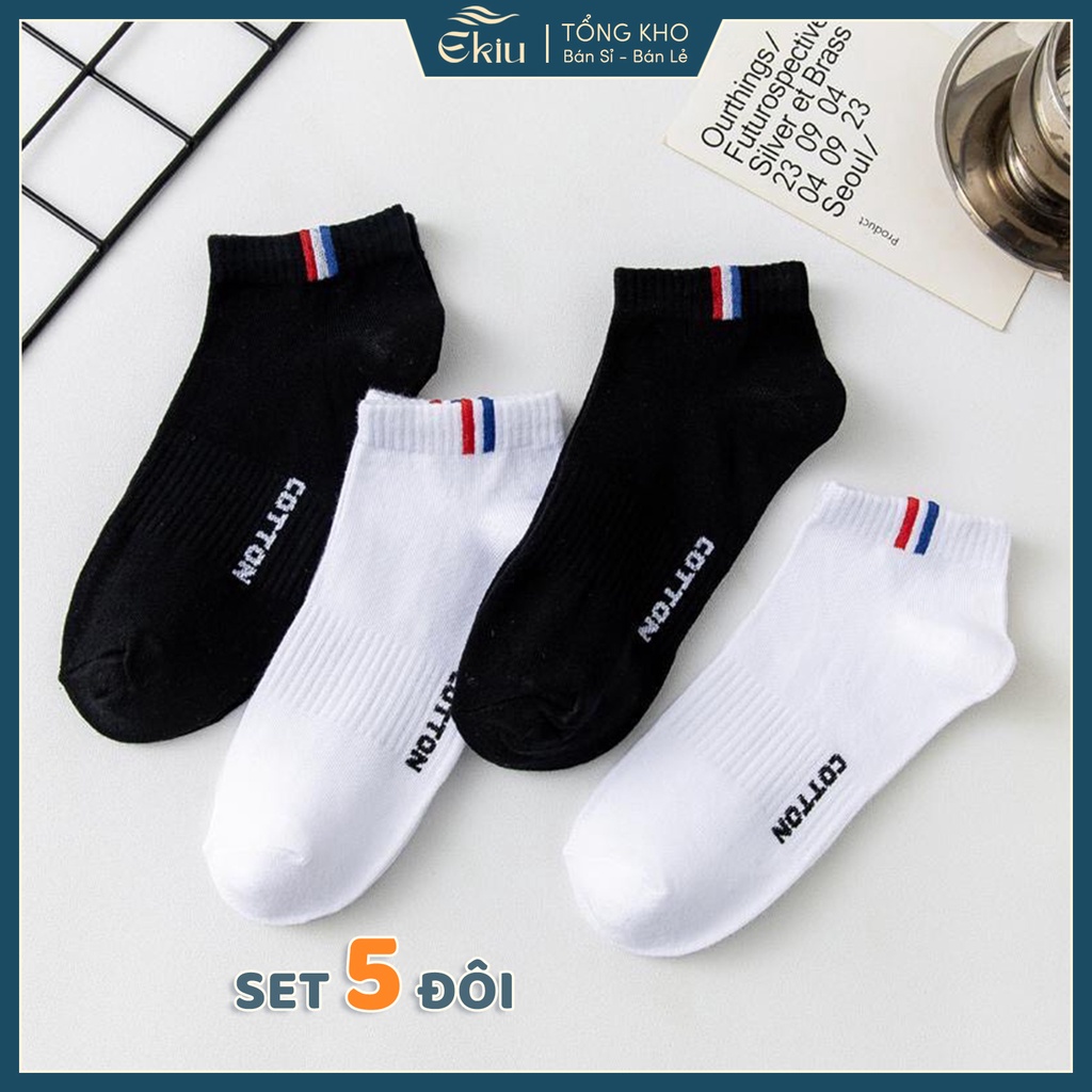 Tất cổ ngắn nam nữ phong cách Vintage đơn giản, vớ cổ ngắn chất liệu Cotton co giãn chống hôi chân - Ekiu Shop