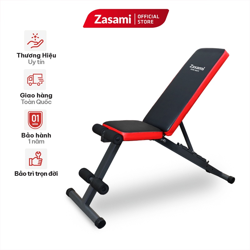 Ghế Tạ Đa Năng ZASAMI SGN-8611, Thiết bị tập gym tại nhà có 6 cấp độ điều chỉnh ghế bảo hành chính hãng