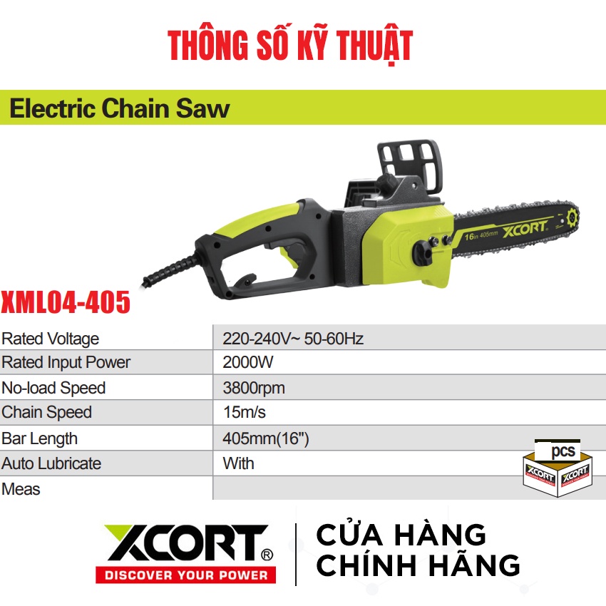 Máy cưa xích chạy điện 2000W XCORT Model XML05-405 Máy cực khỏe