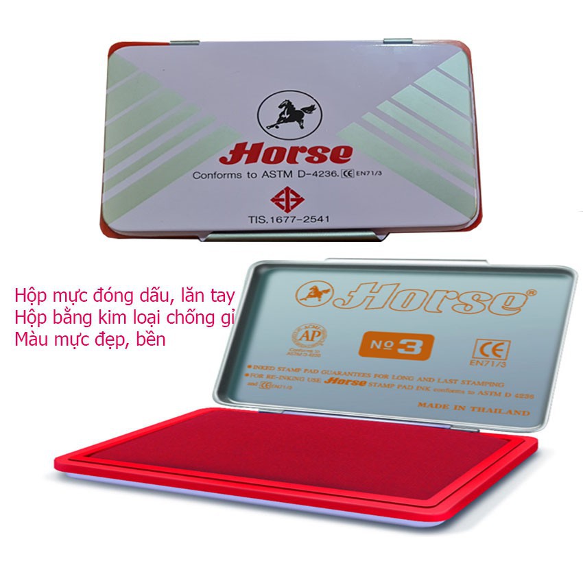 Khay Mực lăn tay và đóng dấu Tampon Horse EN71/3 RED Thái Lan