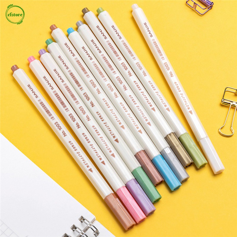 Set 10 bút lông màu ánh kim trang trí sổ tay | Shopee Việt Nam