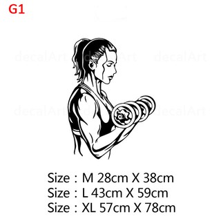 Decal Cô Gái Tập Tạ Trang Trí phòng GYM, tập tạ, Thể hình, tạo động lực cho khách tập
