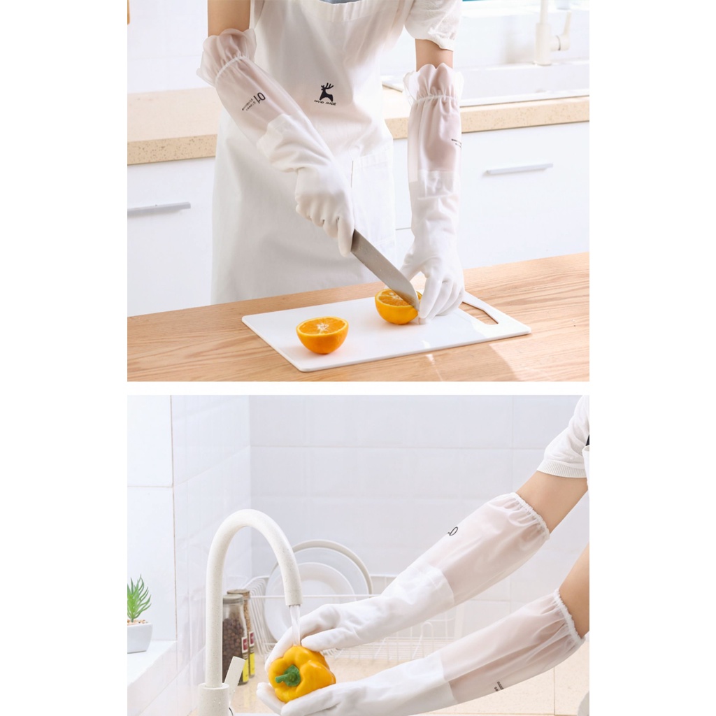 Găng Tay Cao Su Lót Nỉ k19 Dài 50cm Bo Chun SQ7