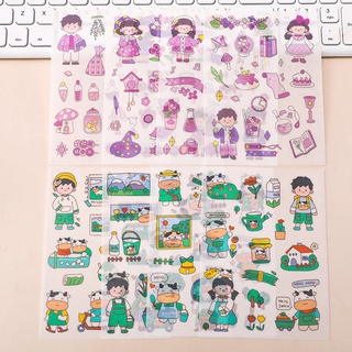 Sticker 4 Tấm Chủ Đề Cô Bé, Cậu Bé Dễ Thương 10.4Cm *18Cm Kèm Túi Opp - Thỏ Hồng VPP