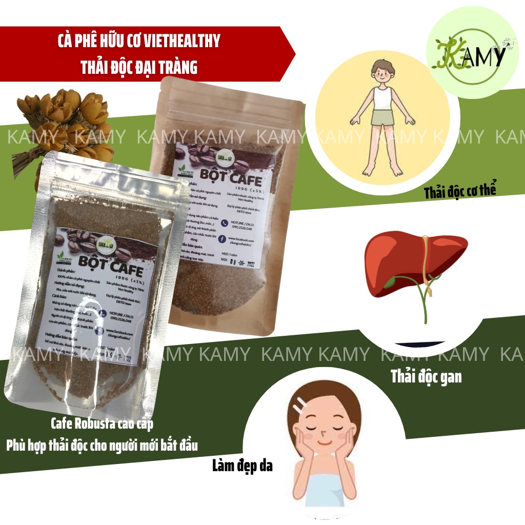 Bột cafe thải độc Enema túi 100g hỗ trợ táo bón làm đẹp da thanh lọc cơ thể
