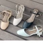 Giày sandal nữ 3 phân gót vuông bít mũi kiểu dáng giày mũi vuông hở gót phong cách Hàn Quốc _S1004HC