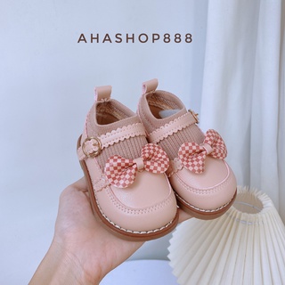FORM NHỎ Bốt/Giày Búp Bê Cổ Chun Cao Ôm Chân Bé Đính Nơ Tiểu Thư Cho Bé Gái 0-3 Tuổi K159