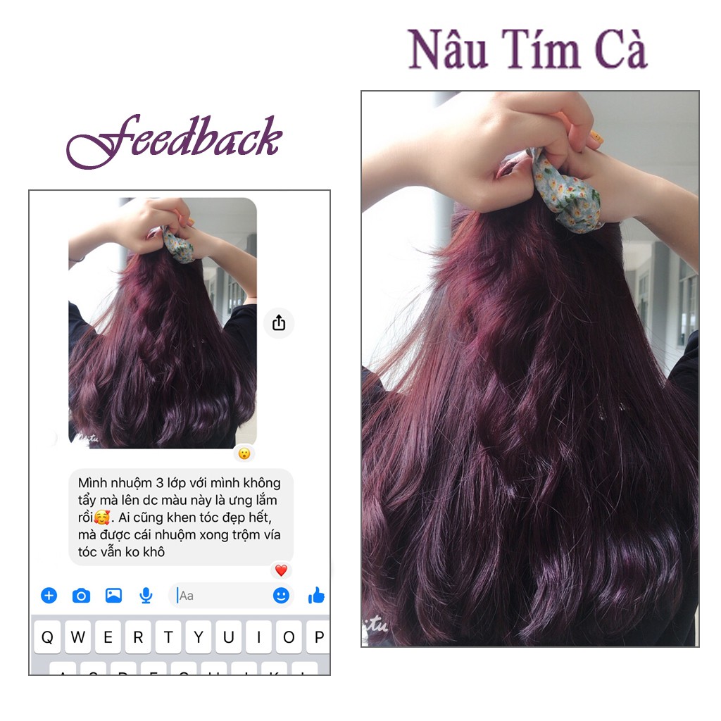 Thuốc nhuộm tóc màu Nâu Tím Cà 100ML màu nhuộm lên màu chuẩn tone