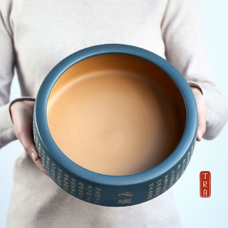 Ang nước, thuyền trà, gốm tử sa, có chữ viết tay Bát Nhã Tâm Kinh, kích thước 25cmx8.5cm, dung tích 2300ml