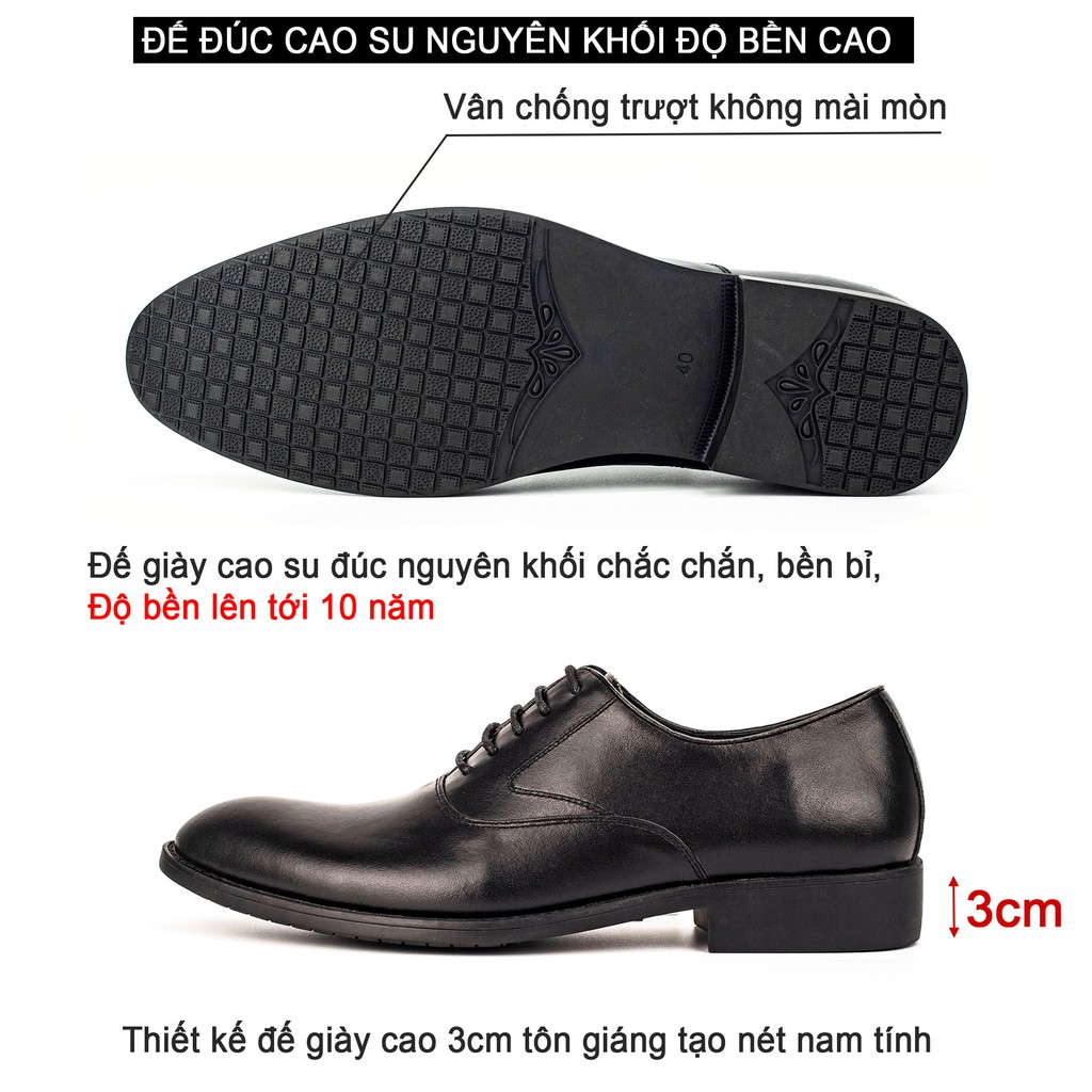 Ảnh Giày nam oxford công sở da bò nappa cao cấp màu đen G103- Bụi leather- hộp sang trọng -Bảo hành 12 tháng 4