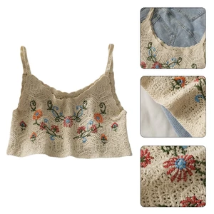 GODD Nữ Mùa Hè Spaghetti Dây Crop Bãi Biển Ngày Lễ Móc Đan Áo Thêu Hoa Cổ Chữ V Boho Bustier Vest