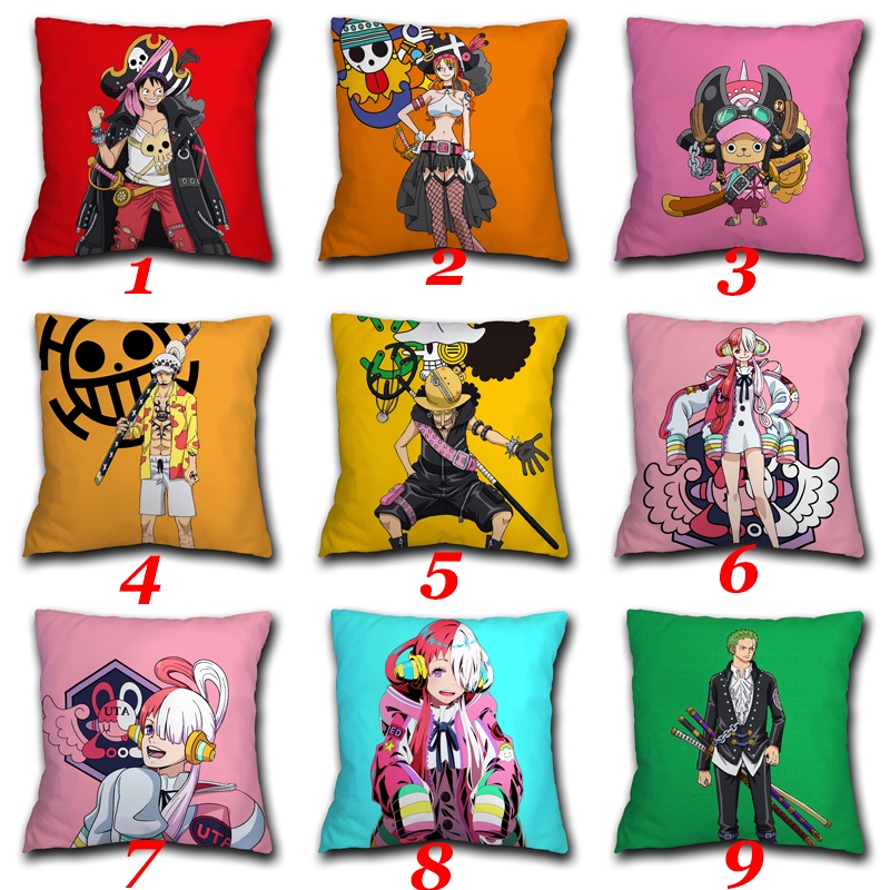 Uta & Monkey D. Vỏ Gối Polyester Một Mặt Màu Đỏ In Hình Luffy One Piece Trang Trí Nhà Cửa / Xe Hơi / Sofa (Không Kèm Lõi)