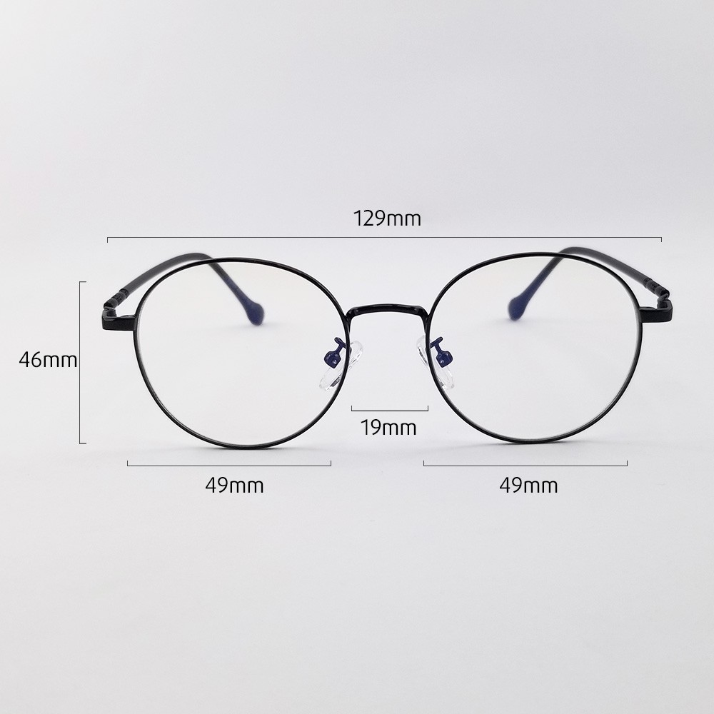 Ảnh Kính cận có độ sẵn 0 đến 6 độ nam nữ mắt tròn kim loại màu bạc, vàng hồng, đen 7K2999. Tròng chống ánh sáng xanh, tia UV 3
