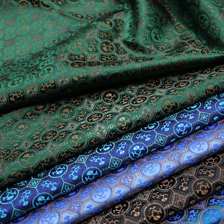 1 Mét Phong Cách Trung Quốc Jacquard Dệt Thổ Cẩm Vải Lụa Retro Sân Khấu Trang Trí Vải DIY Mông Cổ Áo TJ8758
