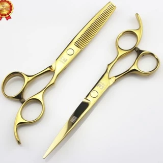 Bộ Kéo Cắt Tóc Và Tỉa Tóc Thép Không Gỉ JaPan KASHO(vàng)