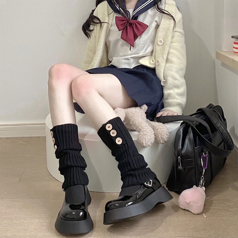 Giày boot tất cổ cao phong cách Gothic preppy dành cho sinh viên
