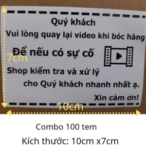 100 Tem Dán Note Khách Quay Video có sẵn keo, kích thước 10x7cm
